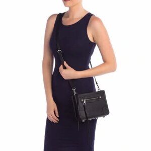 Black Pebbled Leather “Regan” Studded Crossbody Bag